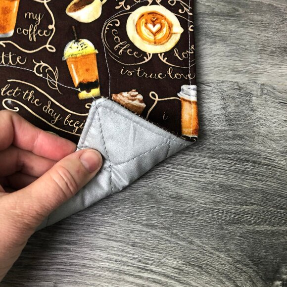 coffee java espresso latte retro quilted cotton flannel Pot holders handmade - Picture 2 of 5